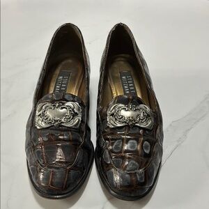 Stuart Weitzman Brown Loafers with Silver Accent